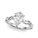 Silver Pear Solitaire Twisted Band with Prong Setting