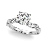 Silver Round Solitaire Twisted Band with Prong Setting