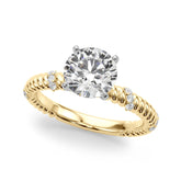 Yellow gold Round Solitaire Twisted Band Prong Set Engagement Ring