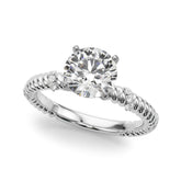 White gold Round Solitaire Twisted Band Prong Set Engagement Ring