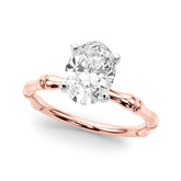 Rose gold Oval Solitaire Diamond Ring with Bamboo Band and Four-Prong Setting
