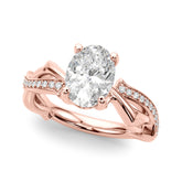 Rose gold Oval Solitaire Diamond Twist Band with Four-Prong Setting