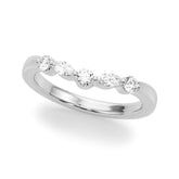 Silver Round and Marquise Diamond Half Eternity Band with Prong Setting