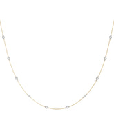 Rose gold Bezel-Set Round Diamond Station Necklace with Cable Chain