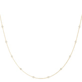 Yellow gold Bezel-Set Round Diamond Station Necklace with Cable Chain