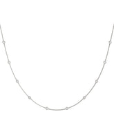 White gold Bezel-Set Round Diamond Station Necklace