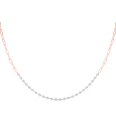 Rose gold Diamond Round Stone Paperclip Chain Necklace with Bezel Setting