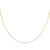 Yellow gold Diamond Round Stone Paperclip Chain Necklace with Bezel Setting