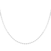 White gold Diamond Round Stone Paperclip Chain Necklace with Bezel Setting