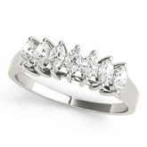 Platinum Marquise Diamond Prong Set White Gold Curved Band
