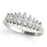 Silver Marquise Diamond Prong Set Curved Band