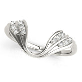 Platinum Round Diamond Wave Bypass Band with Prong Setting