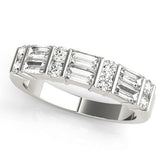 White gold Channel Set Baguette and Round Diamond Band with Bar Prongs