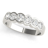 Platinum Round Diamond Scalloped Bezel Set Eternity Band