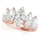 Rose gold Five-Stone Marquise Diamond Prong Set White Gold Band