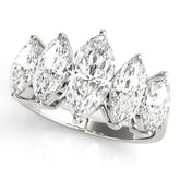 Platinum Five-Stone Marquise Diamond Prong Set White Gold Band
