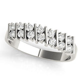 Platinum Channel Set Round Diamond Anniversary Band with Vertical Prongs