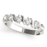 White gold Round Diamond Half Eternity Band with Wave Prong Setting