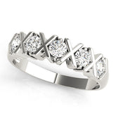 Silver Round Diamond Channel Set X-Prong Band