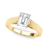 Yellow gold Radiant Solitaire Engagement Ring with Four-Prong Setting and Tapered Band