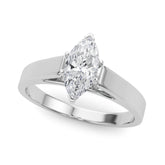 Platinum Marquise Solitaire Engagement Ring with Four-Prong Setting and Tapered Band