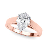Rose gold Pear Solitaire Engagement Ring with Six-Prong Setting and Tapered Band