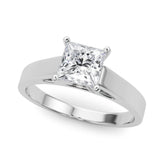 Platinum Princess Solitaire Engagement Ring with Four-Prong Setting and Tapered Band