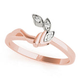 Rose gold Marquise Diamond Leaf Bypass Ring with Bezel Setting
