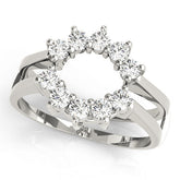 Platinum Round Diamond Open Circle Split Shank Prong Setting Ring