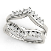 Platinum Round Diamond Chevron Contour Band with Prong Setting