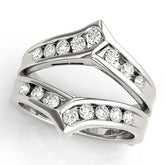 Silver Round Channel Set Diamond Chevron Band