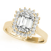 Yellow gold Oval Cut Diamond Halo Ring with Solitaire Band and Prong Setting
