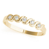 Yellow gold Twisted Prong Round Diamond Channel Band