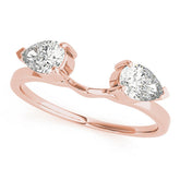 Rose gold Open Pear-Cut Diamond Bypass Ring with Prong Setting