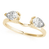 Yellow gold Open Pear-Cut Diamond Bypass Ring with Prong Setting