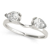 White gold Open Pear-Cut Diamond Bypass Ring with Prong Setting