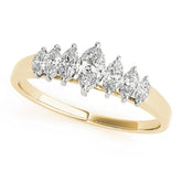 Yellow gold Marquise Diamond Prong Set White Gold Band