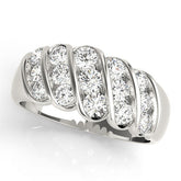 Platinum Channel Set Round Diamond Multi-Row White Gold Band
