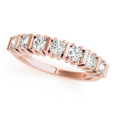 Rose gold Channel Set Round Diamond Eternity Band with Bar Prong Setting