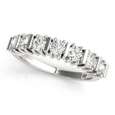 White gold Channel Set Round Diamond Eternity Band with Bar Prong Setting