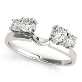 Silver Four-Stone Round Diamond Open Band with Prong Setting