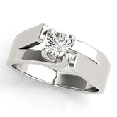 Platinum Modern Tension Set Round Solitaire Wide Band Ring