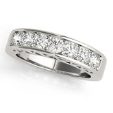 Silver Channel-Set Round Diamond Eternity Band with Shared Prong Setting