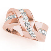 Rose gold Pavé Round Diamond Crossover Band with Channel Setting