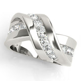 Platinum Pavé Round Diamond Crossover Band with Channel Setting