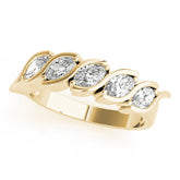 Yellow gold Marquise Diamond Wave Band with Channel Setting