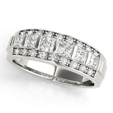 Silver Channel-Set Princess Cut Diamond Pavé Band