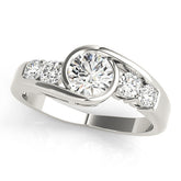White gold Bezel Set Round Diamond Split Shank Ring