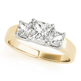 Yellow gold Three-Stone Princess Cut Diamond Ring with Channel-Set Band and Four-Prong Setting