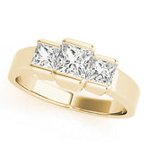 Yellow gold Three Stone Princess Cut Channel Set Diamond Ring